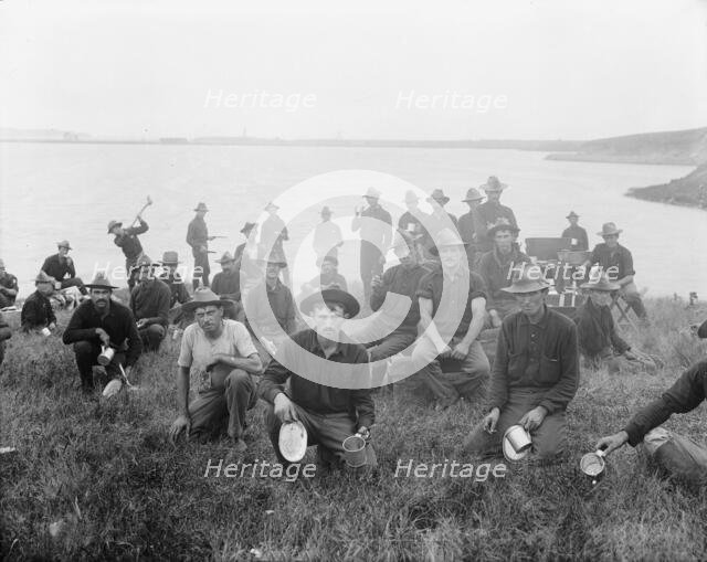 Boys of the 71st N.Y. at Montauk Point, after returning from Cuba, 1898 or 1899. Creator: Unknown.