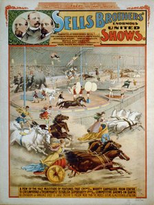 Sells Brothers' Enormous Shows, ca 1885. Artist: The Strobridge Lithographing Company  