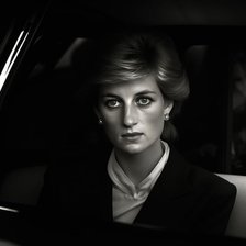 AI IMAGE - Portrait of Diana, Princess of Wales in a car, 1990s, (2023).  Creator: Heritage Images.