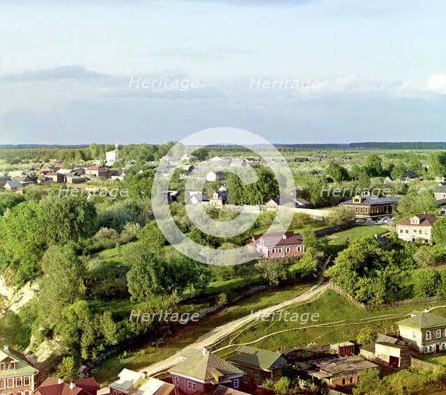 Old road toward Moscow; City of Rzhev, 1910. Creator: Sergey Mikhaylovich Prokudin-Gorsky.