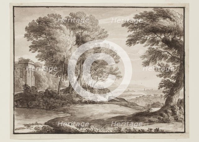Landscape with a Classical Temple, after Claude, c1800s. Creator: Luigi Gasparini.
