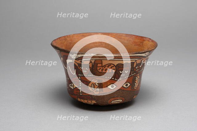 Bowl Depicting a Figure Wearing a Headdress Containing Fish and Small Beings, 180 B.C./A.D. 500. Creator: Unknown.