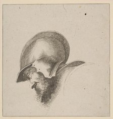 Plate 10: head of a soldier, from 'Drawing Basics' (I principii del disegno), after 1641. Creator: Unknown.