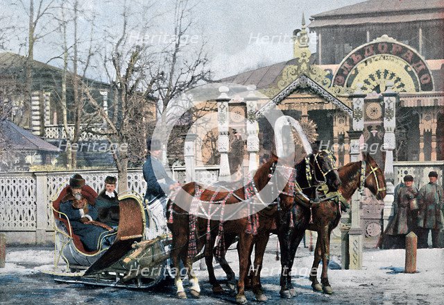 A troika sled in Moscow, Russia, c1890. Artist: Gillot