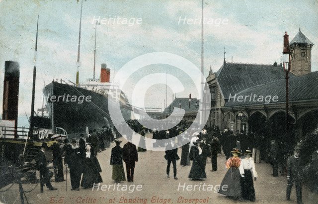 Steamship SS 'Celtic' at the quayside, Liverpool, Lancashire, c1904.Artist: Valentine & Sons Ltd