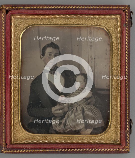 Untitled (Portrait of man Holding a Girl), 1852. Creator: Unknown.