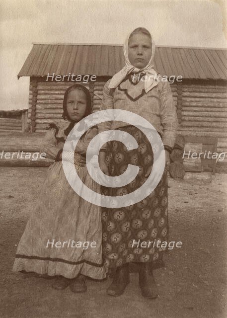 Teenage girls in festive dresses, 1912. Creator: Unknown.
