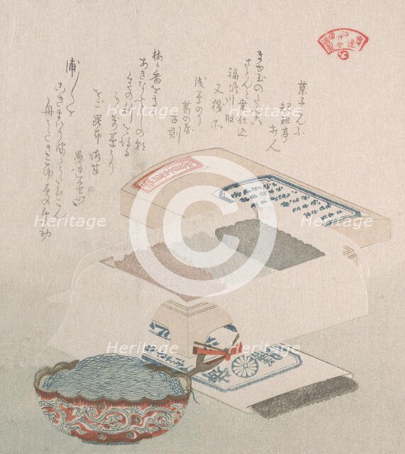 Cakes and Food Made of Seaweed, 19th century. Creator: Kubo Shunman.