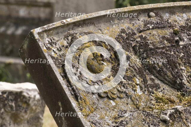 Gravestone in the churchyard of St John the Baptist's Church, Elmore, Gloucestershire, 2018. Creator: Steven Baker.