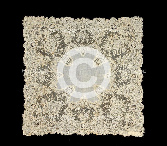 Handkerchief, Belgian, 1870-80. Creator: Unknown.