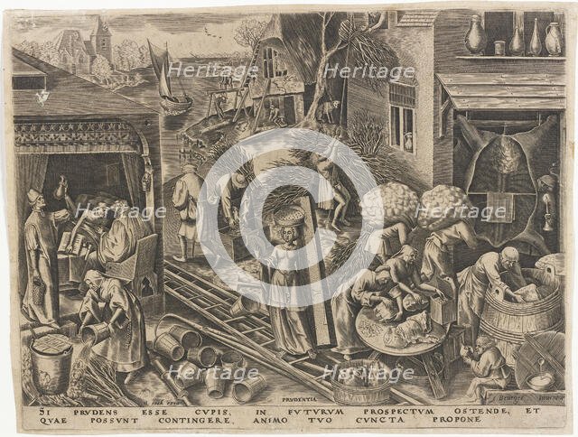 Prudentia (Prudence) from The Seven Virtues, 1559. Creator: Galle, Philipp (Philips) (1537-1612).