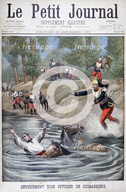 Self-sacrifice of a French cuirassier, 1900. Artist: Unknown