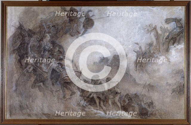 Esquisse pour le plafond de l'amphithéâtre de paléontologie du Museum d'histoire..., 1897. Creator: Fernand Cormon.