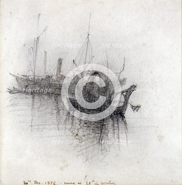 'Study of Shipping', 1876. Artist: John Ruskin