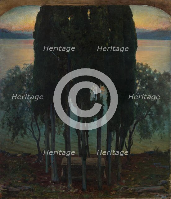 Peace. Tomb among the Cypresses, 1910s. Creator: Savini, Alfredo (1868-1924).