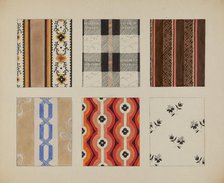 Materials from Quilt, c. 1937. Creator: Dorothy Posten.