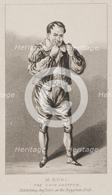 M. Boai, the Chin Chopper. Exhibiting August 1830 at the Egyptian Hall, 1830.  Creator: Unknown.