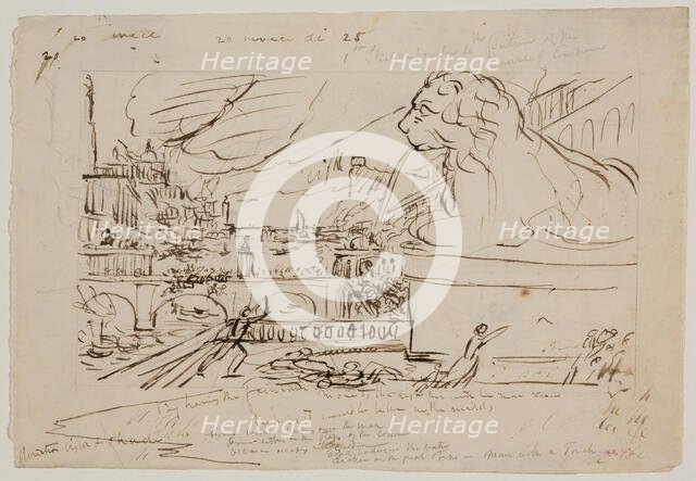 1st Sketch for the 4th Picture of the "Course of Empire", c1836. Creator: Thomas Cole.