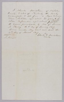 Manumission paper for Matilda and Cassandra Derickson, 1849. Creator: Unknown.