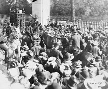 Riot at the Constitution Hill gate of Buckingham Palace, 21st May 1914. Artist: Unknown