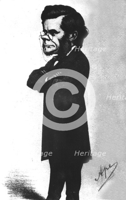 Thomas Henry Huxley (1825-1895), British physiologist cartoon, coined the term agnosticism.