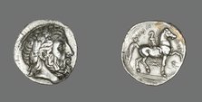 Tetradrachm (Coin) Depicting the God Zeus, 348-336 BCE, issued by King Philip II of Macedonia. Creator: Unknown.