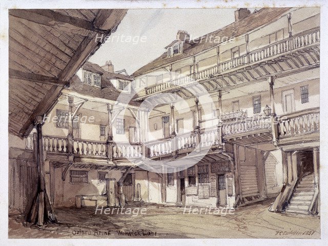 Courtyard of the Oxford Arms Inn, Warwick Lane, London, 1851. Artist: Unknown