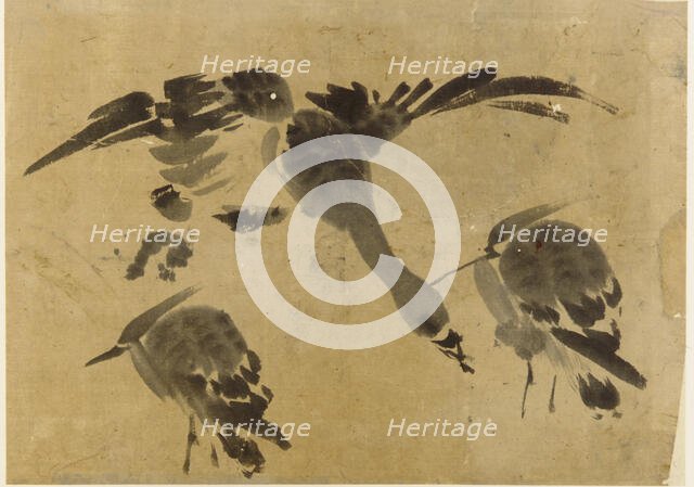 Two herons and a goose, Edo period, 1573-1615. Creator: Unknown.