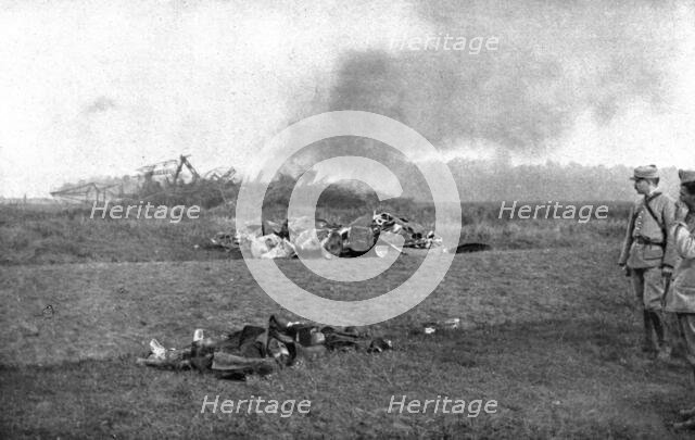 German Air Disaster; The navy zeppelin "L-44", shot down at Saint-Clement..., 1917. Creator: Unknown.