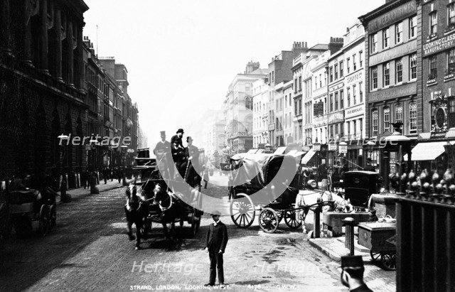 Looking west along the Strand, City of Westminster, London. Artist: Unknown