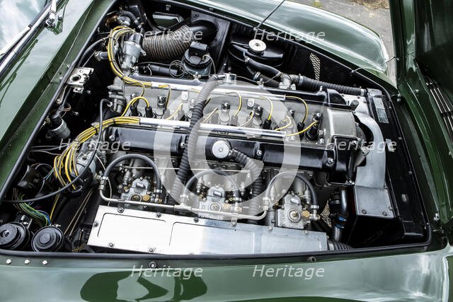 Engine of a 1961 Aston Martin DB4 GT previously owned by Donald Campbell. Creator: Unknown.
