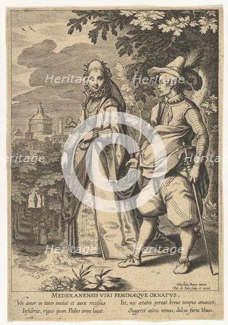 Mediolanensis Viri Feminaeque Ornatus, from Fashions of Different Nations.n.d. Creator: Pieter de Jode I.