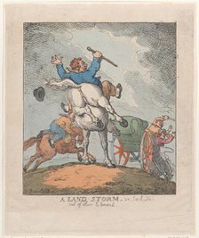 A Land Storm, or Jack Tars Out of Their Element, 1790-1815., 1790-1815. Creator: Thomas Rowlandson.