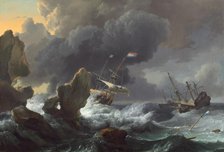Ships in Distress off a Rocky Coast, 1667. Creator: Ludolf Backhuysen I.