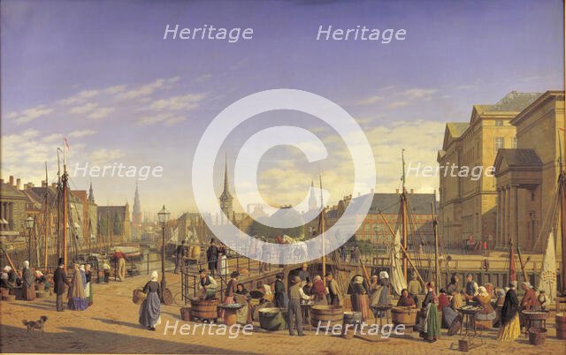 View from Gammel Strand towards Christiansborg, 1868. Creator: Heinrich Hansen.