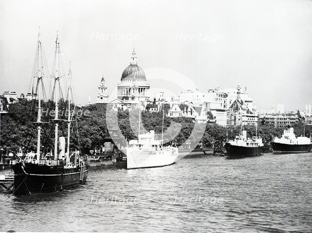 St Paul's Cathedral and the Embankment, London, c1955. Creator: Arthur Charles Kirby Ware.