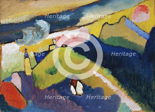 Murnau. Mountain Landscape with Church, 1910. Artist: Kandinsky, Wassily Vasilyevich (1866-1944)
