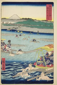 The Oi River between Suruga and Totomi Provinces (Sun-En Oigawa), from the series..., 1858. Creator: Ando Hiroshige.
