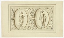 Two Medallions with Standing Figures of Omphale and Bacchus, Separated by Design of..., 1747/1785. Creator: Giovanni Battista Cipriani.
