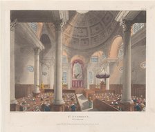 St. Stephen's Walbrook, November 1, 1809., November 1, 1809. Creators: Thomas Rowlandson, Augustus Charles Pugin, J. Bluck.