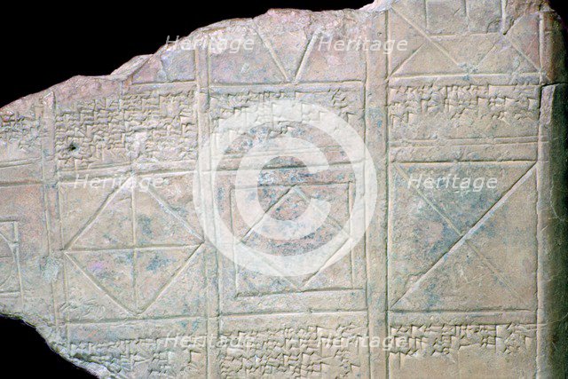 Babylonian clay tablet with Geometrical Problems. Artist: Unknown