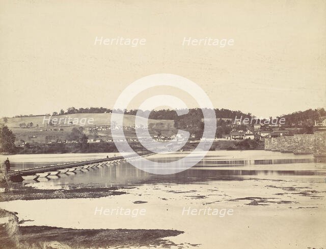 Pontoon Bridge, Across the Potomac, at Berlin, Maryland, November 1862, 1862. Creator: Alexander Gardner.