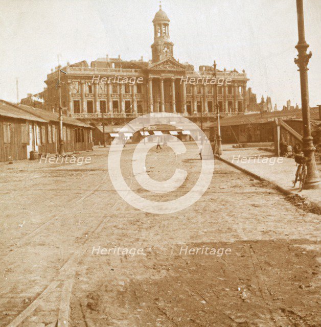 Town Hall and Main Square, Cambrai, Northern France, c1914-c1918.  Artist: Unknown.