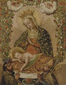 The Virgin Adoring the Christ Child with Two Saints, 18th century. Creator: Anon.