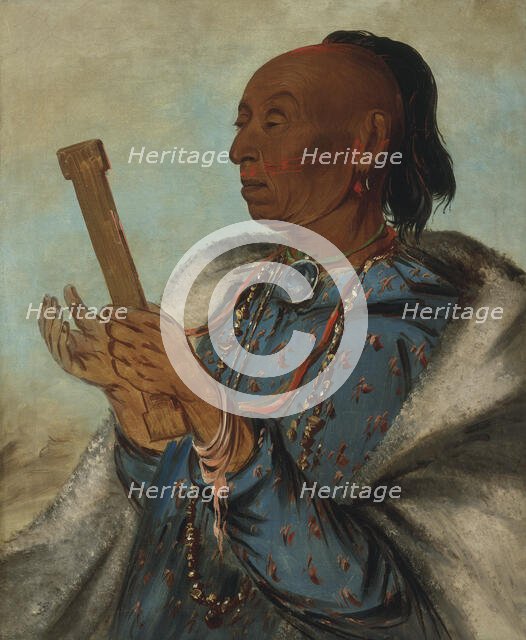 Ah-tón-we-tuck, Cock Turkey, Repeating His Prayer, 1830. Creator: George Catlin.