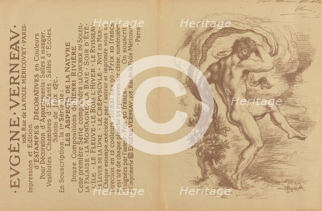 Dancing Nude and Advertisement for Eugène Verneau's "Estampes décoratives" [verso],1897. Creator: Louis Anquetin.