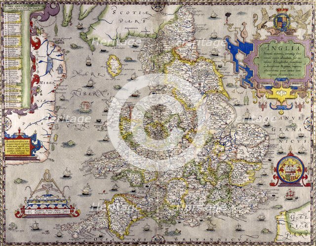 A map of England and Wales, 1583. Creator: Christopher Saxton.