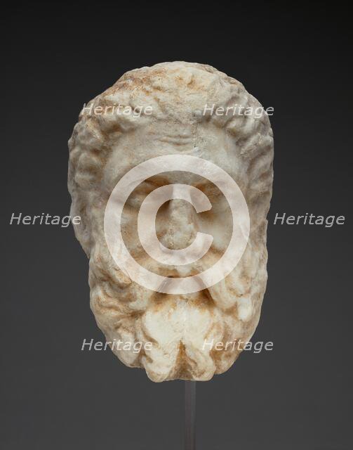 Head of a Bearded Man from a Funerary Monument, about 330 BC. Creator: Unknown.