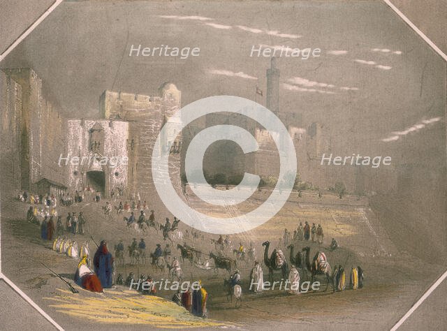 People outside the city walls, Mount Zion, Jerusalem, 1844. Creator: Unknown.