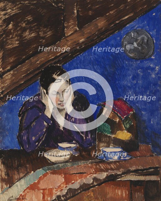Ragni at the coffee table, 1925. Creator: Alvar Cawén.